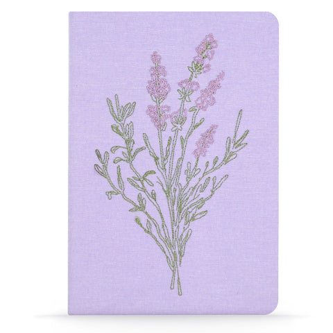 Lavender Flowers Embroidered Hardcover Notebook, by Denik