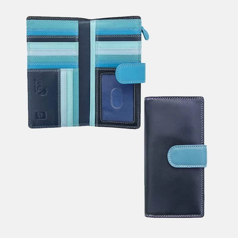 Blue Tones Multicolor Large Leather Wallet by Primehide UK