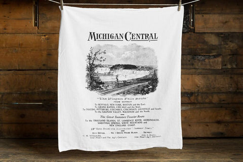 Michigan Central Railroad Egyptian Cotton Flour Sack Towel, Vintage Train Print, by Well Done Goods