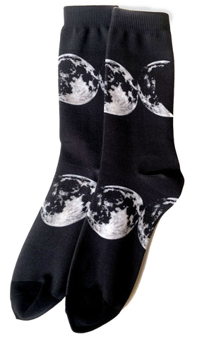 Moon Phases Socks. Full Moon, Lunar Phases. Many Moons, Mix-Matched Men's Socks