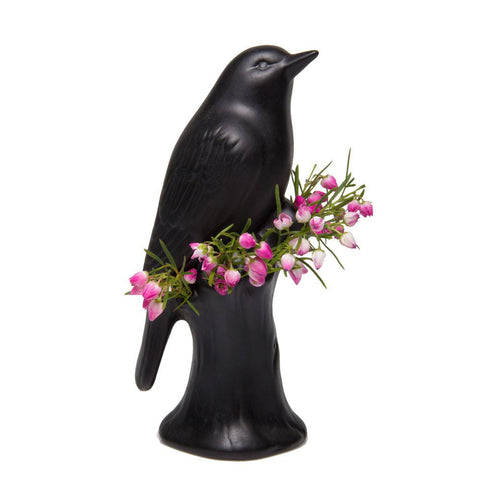 Matte Black Porcelain Bird Vase, by Chive, at Well Done Goods