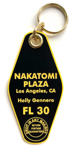 Nakatomi Plaza Keychain. Die Hard Movie inspired, motel style key tag