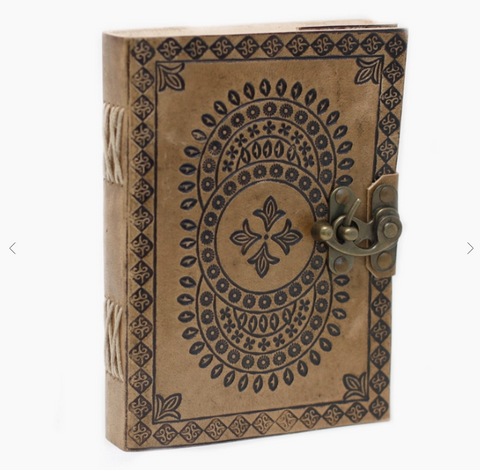 Tan Mandala Notebook, Veg Tanned 7"x5" Leather Journal