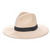light tan wool cowboy hat, black band