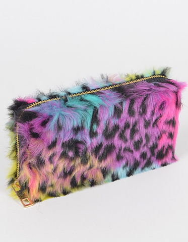 Fuzzy Leopard Wallet, Wristlet