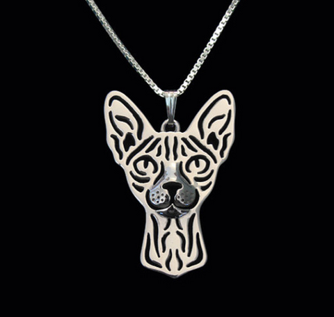 Sphinx Cat Silver Wireframe Necklace, Well Done Goods
