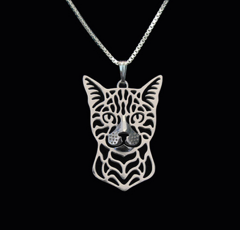 Bengal Cat Silver Wireframe Necklace, Well Done Goods