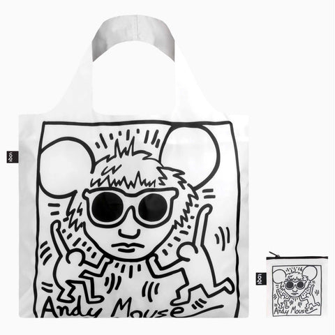 LOQI Museum Collection Record-Size Tote Bag: KEITH HARING, Andy Mouse
