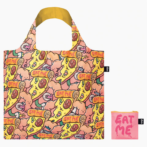 LOQI Artist Series Record-Size Tote Bag: BROSMIND Slasher the Slice Pizza Tote