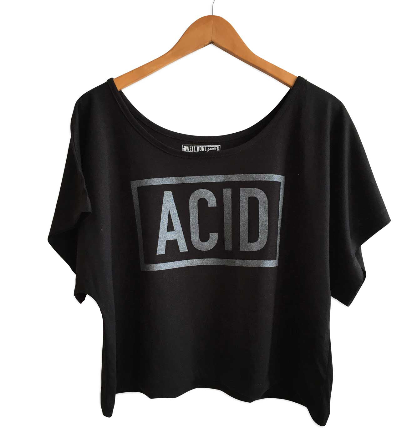Avanova Women's Letter Print Crop Top - Short Sleeve Slim Fit Tee, Black, Size X-Large