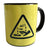 Acid Yellow Warning Label Print Mug, Sublimated Coffee Cup, Well Done Goods