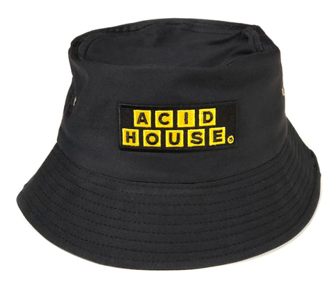 Acid House Bucket Hat, Black. Logo Parody