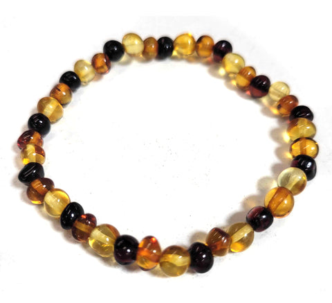 Mixed Amber Bead Bracelet, Freeform Baltic Amber Stretch Bracelet