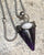  Amethyst Polished Gemstone Triangle Pendant Necklace, Crescent Moon