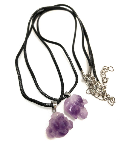 Amethyst Crystal Floater Pendant, Waxed Cotton Cord & Clasp
