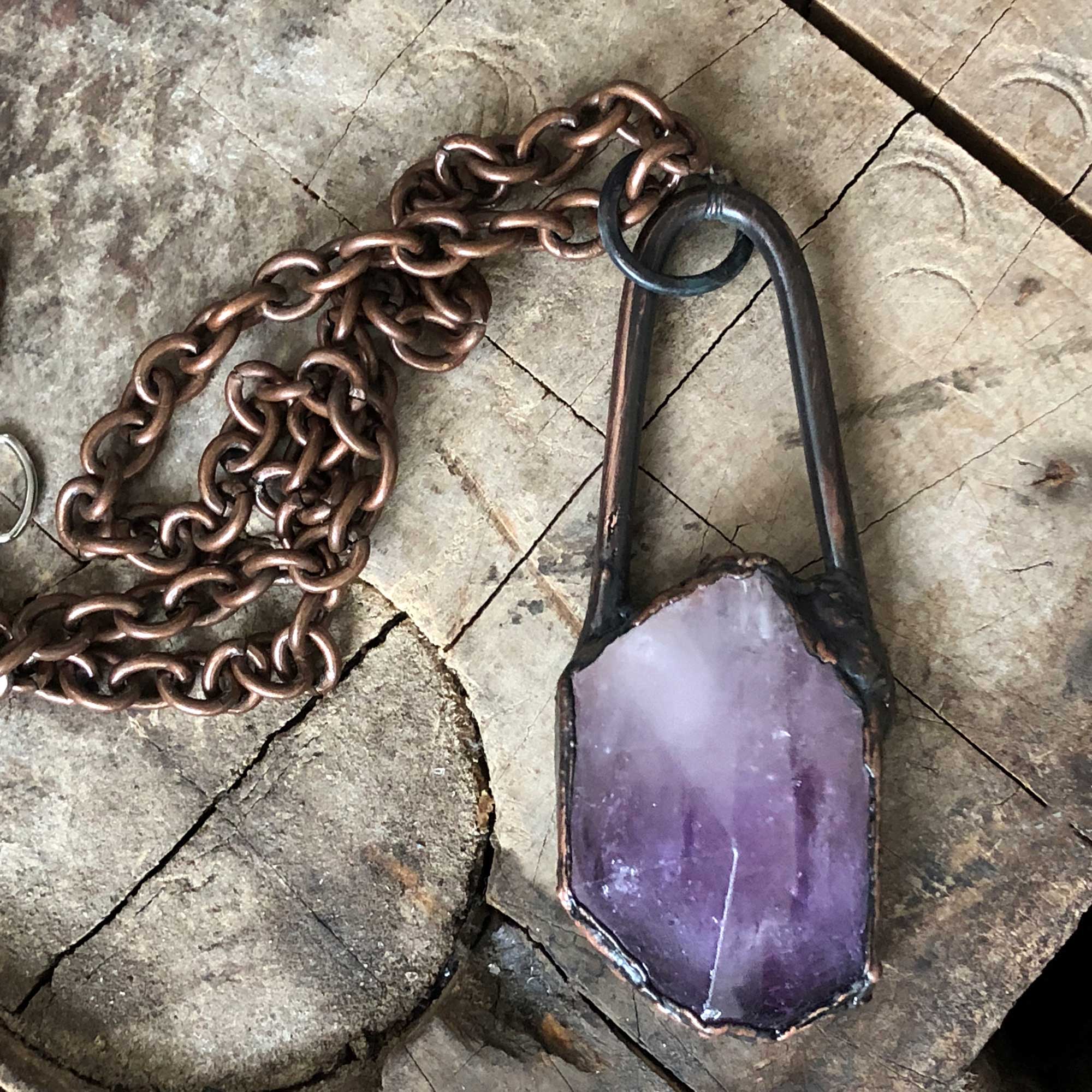 Amethyst Crystal Point Pendant, Electroformed Copper Necklace - Well Done  Goods, by Cyberoptix