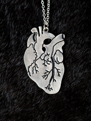 Anatomical Heart Silver Necklace, Well Done Goods
