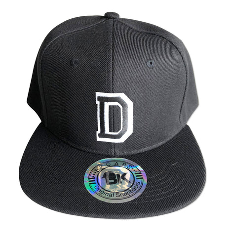 Athletic D Snapback Cap, Black