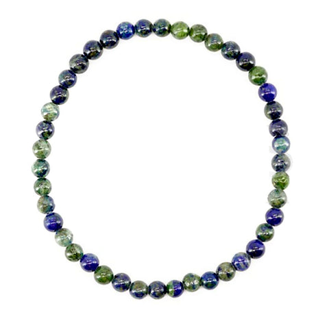 Azurite & Malachite Mala Bracelet, Round Stone Bead Stretch Bracelet4mm Azurite Malachite Mala Bracelet, Round Stone Bead Stretch Bracelet