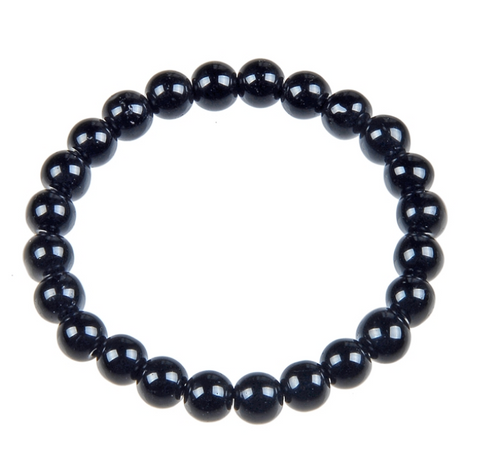 Black Onyx Bead Mala Bracelet, 10mm