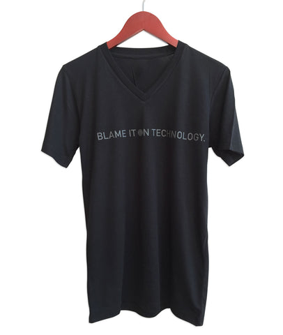 Blame it on Technology Black V-Neck Tee, Transmat Records. At Well Done Goods