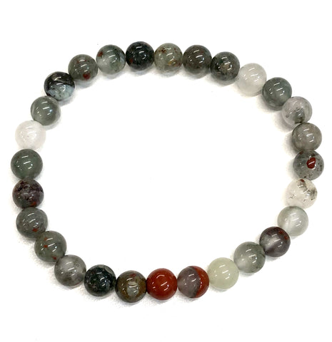 Bloodstone Mala Bracelet, Stone Bead Stretch Bracelets