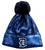 Metallic blue coated beanie, old english D patch