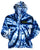 XL Peak Detroit Patch Hoodie, Limited Edition Blue Swirl Tie Dye. Unisex Zip Up Hooded Sweatshirt