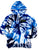 XXL Peak Detroit Patch Hoodie, Limited Edition Blue Swirl Tie Dye. Unisex Zip Up Hooded Sweatshirt