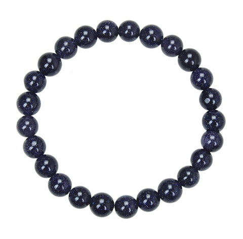 Blue Goldstone, Stone Bead Mala Bracelet