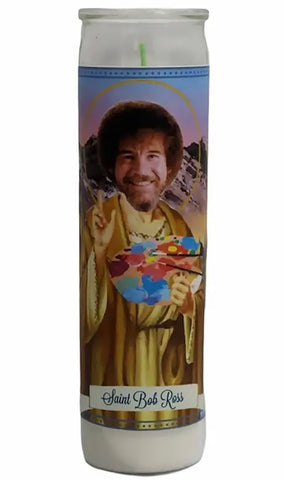 Bob Ross Prayer Candle. Celebrity Saint Prayer Candle