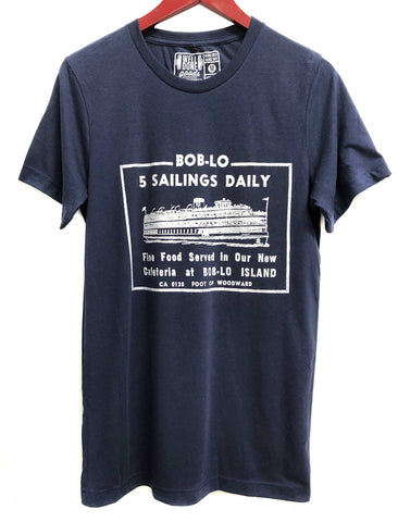 Bob-Lo Island, Detroit T-Shirt -- white on navy