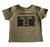 Boombox Silkscreen Print Toddler T-Shirt, Olive. Well Done Goods