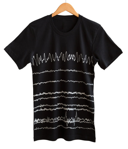Brainwaves Print White on Black Adult T-Shirt, Well Done Goods