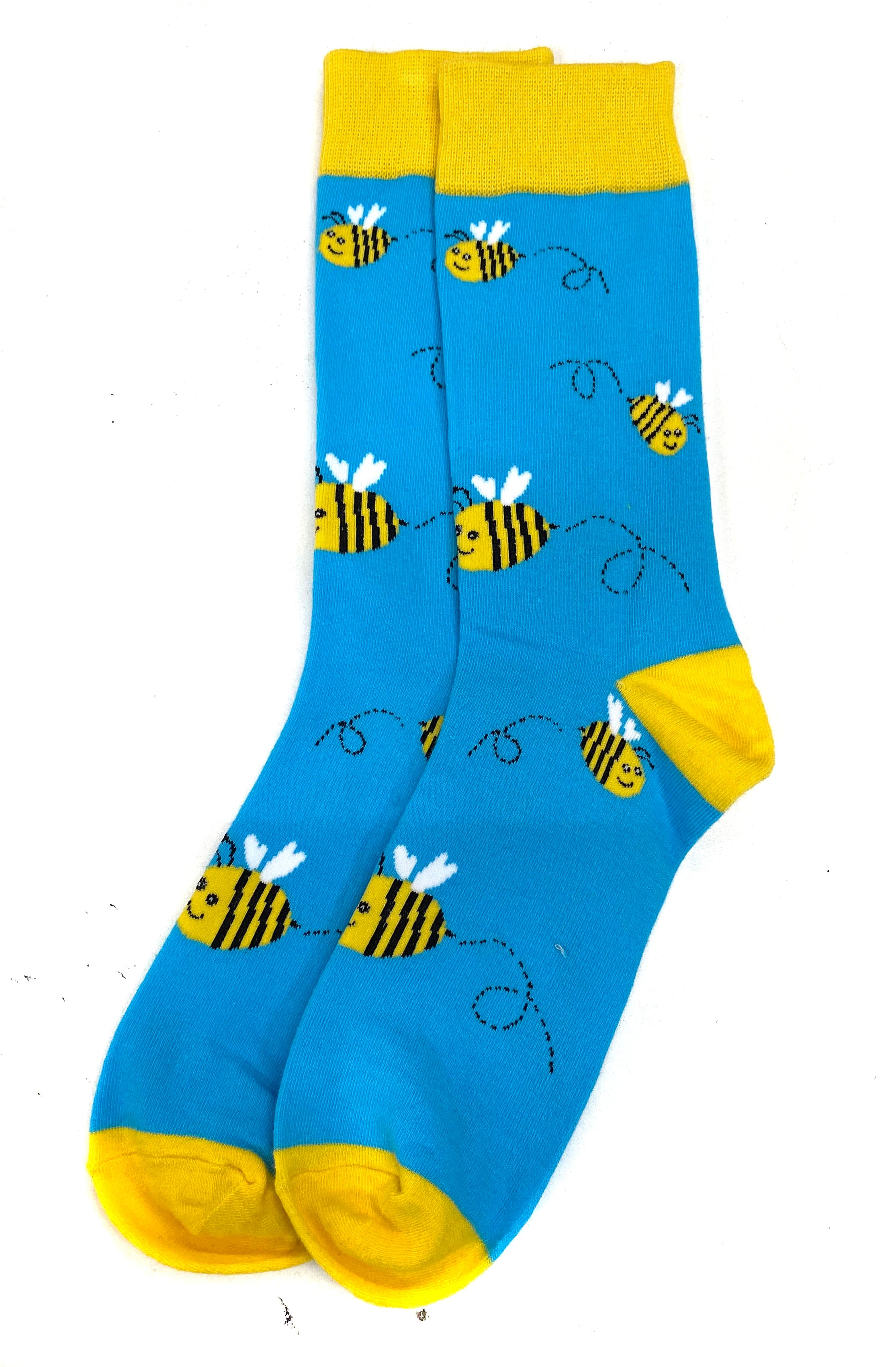 Busy Bee Socks, Yellow & Light Blue - Well Done Goods, by Cyberoptix