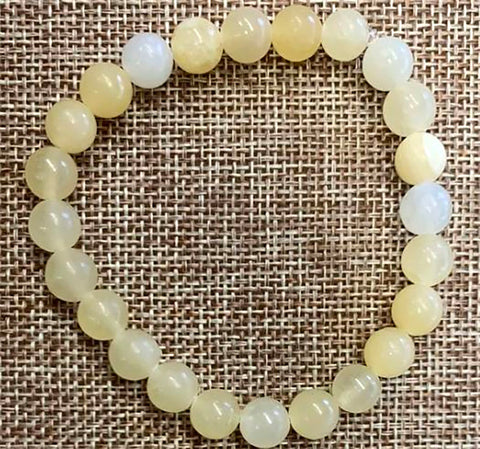 Honey Calcite Stone Mala Bead Stretch Bracelet