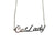 Cat Lady silver script necklace, by Well Done Goods