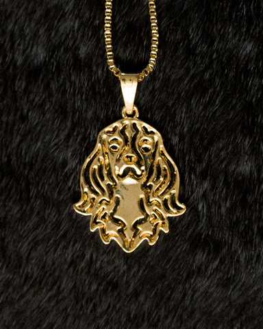 Cavalier King Charles Spaniel Gold Wireframe Necklace, Well Done Goods