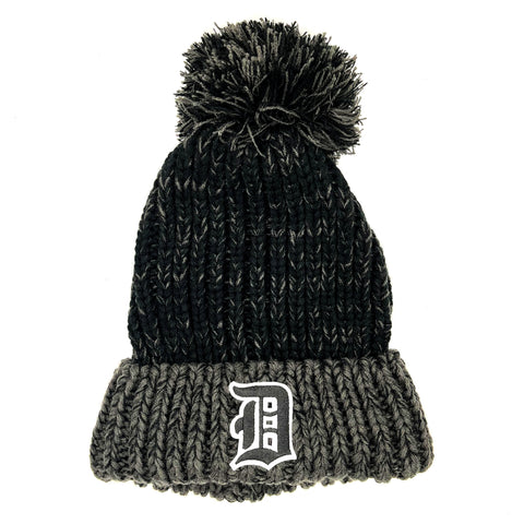 Detroit Old English D Chunky Knit Beanie With PomPom
