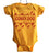 Coney Dog Party Red on Gold Baby Onesie, Flying Wieners and Buns, Well Done Goods
