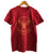 Corndog Print T-Shirt, mustard on red. Well Done Goods by Cyberoptix