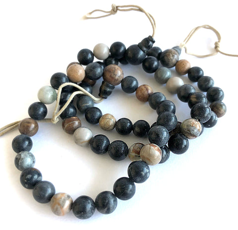 Mixed Dark Jasper Stone Bead Mala Bracelet