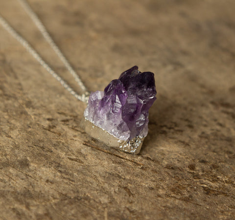 Buy Online Amethyst Crystal Pendant, Earring Jewelry Set - Shubhanjali