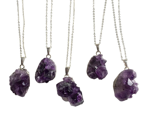 Designs Nature Gems Raw Amethyst Necklace - Purple Amethyst Pendant - India  | Ubuy