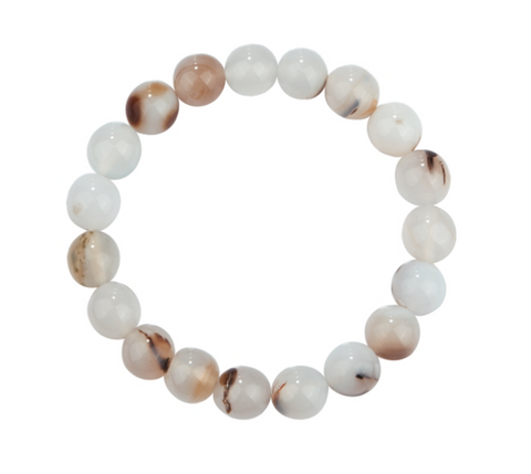 Dendritic Agate Stone Bead Mala Bracelet