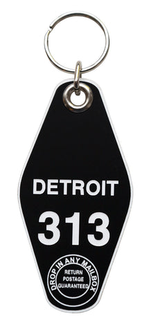 Detroit Motel Style Keychain Tag, Room 313, Black and White, by Well Done Goods