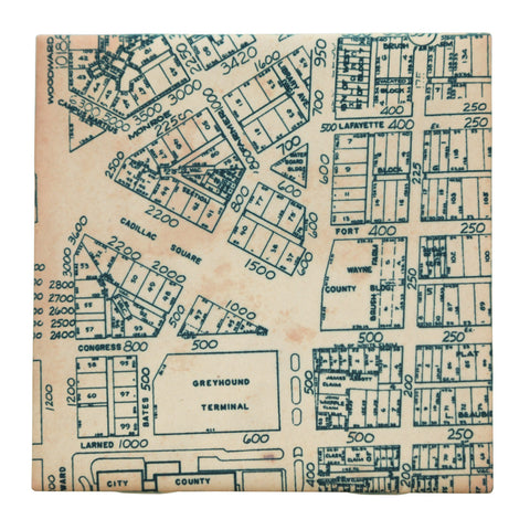 Campus Martius Map Drink Coaster, Well Done Goods