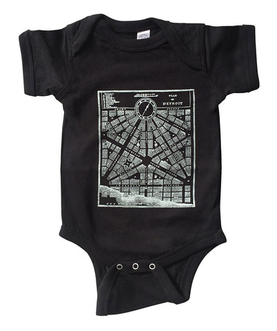 Detroit Map Baby Onesie, 1831 Vintage Map Creeper, well Done Goods
