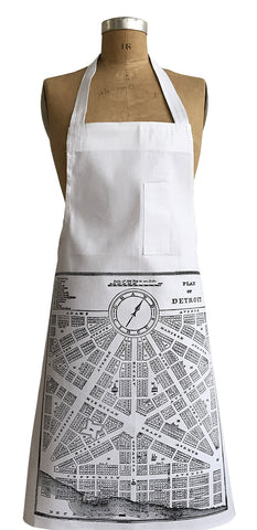 Detroit Map, 1831 City Plan Chef Apron, Well Done Goods