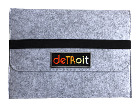 Detroit Rhythm Composer Light Grey Felt Laptop & Tablet Sleeve, Elastic Closure, Well Done Goods